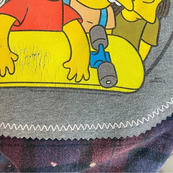 Bart Simpson Reworked Bleached Plaid Flannel Shirt Men Unisex Large Handmade - Picture 8 of 14